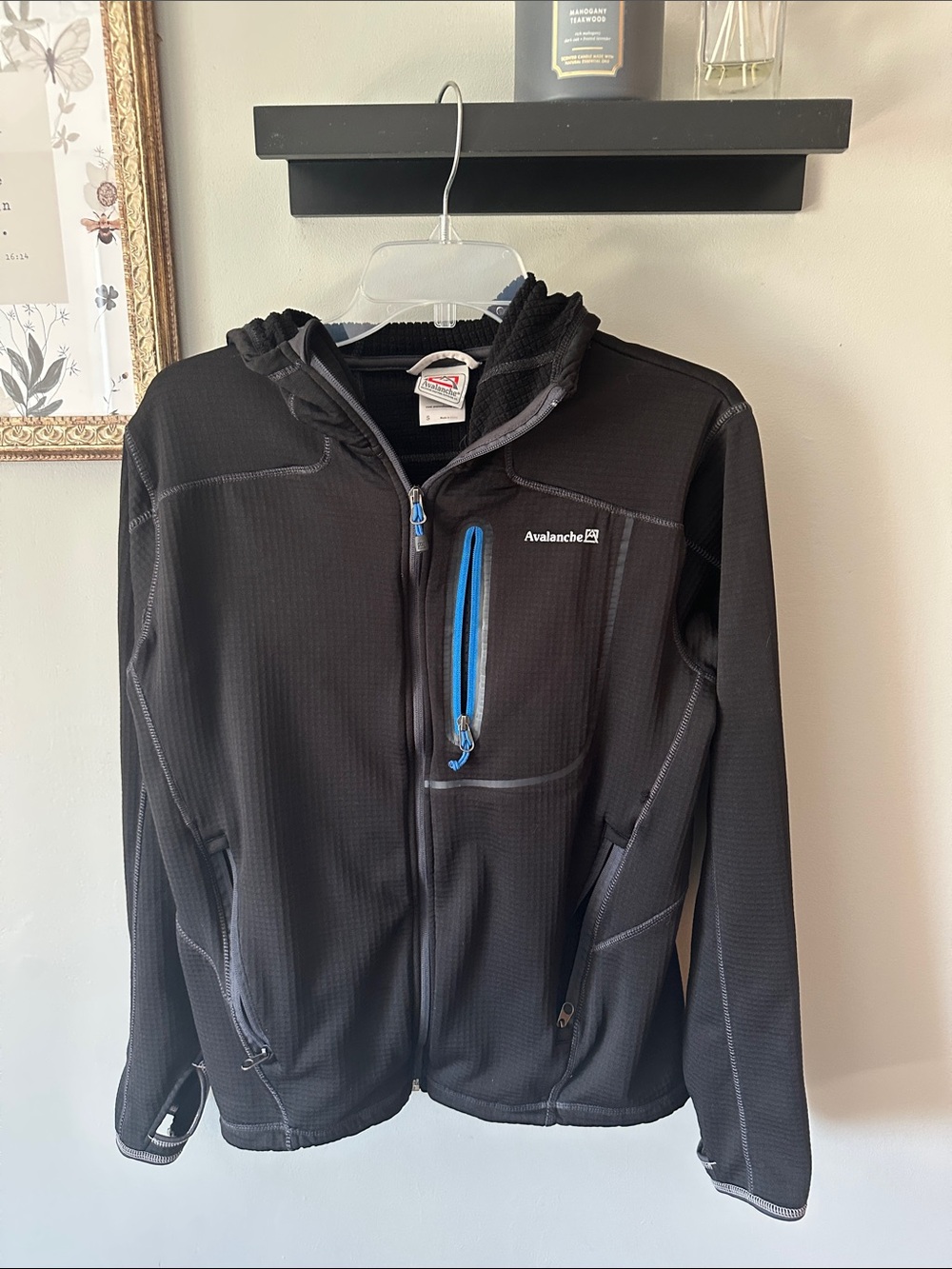 Avalanche Black Performance Hooded Jacket with Blue Accent